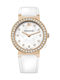 Swarovski Citra Sphere Watch with White Leather Strap