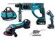 Makita DK1852X Set Eckiges Rad & Hammer & Objektiv 18V mit 3 Batterien 3Ah und Hülle