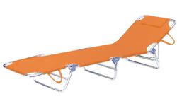 Campus Foldable Aluminum Beach Sunbed Orange with Pillow 138x57x25cm