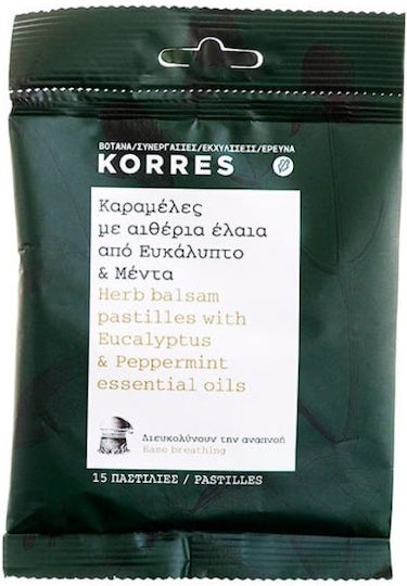 Korres Παστίλιες για Παιδιά για Ξηρό Βήχα χωρίς Γλουτένη Ευκάλυπτος & Μέντα 60ml 15τμχ