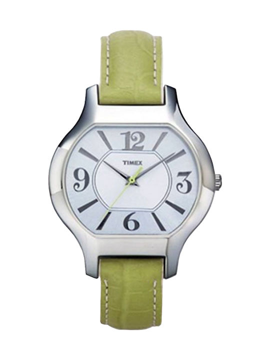 Timex Watch with Green Leather Strap