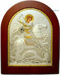Ασημένια Εικόνα Άγιος Γεώργιος (Χρυσή Διακόσμηση)