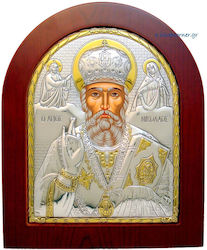 Silver Icon of Saint Nicholas (Gold Decoration)