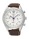 Seiko Ανδρικό Ρολόι 44.9mm Χρονογράφος Μπαταρίας με Καφέ Δερμάτινο Λουράκι