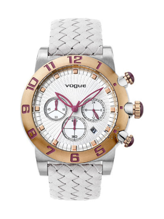 Vogue Uhr mit Weiß Lederarmband