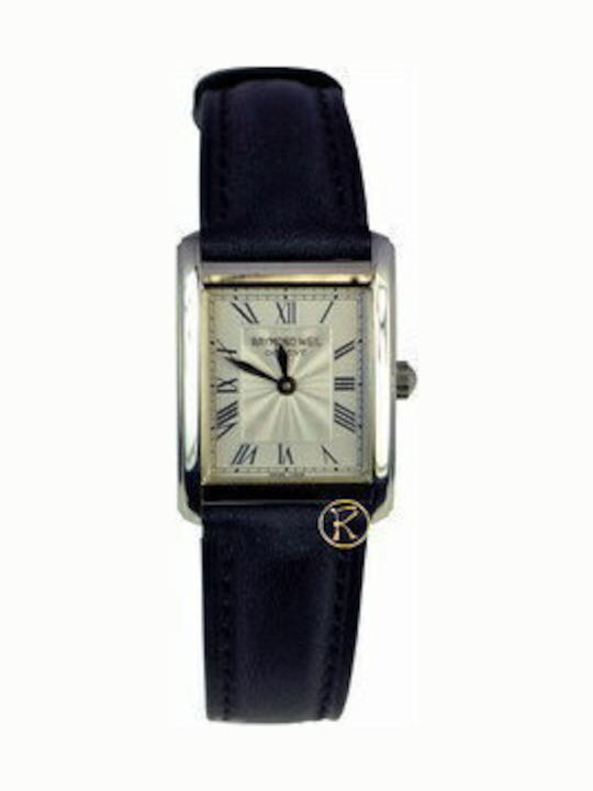 Raymond Weil Ανδρικό Ρολόι Μπαταρίας με Μαύρο / Μαύρο Δερμάτινο Λουράκι