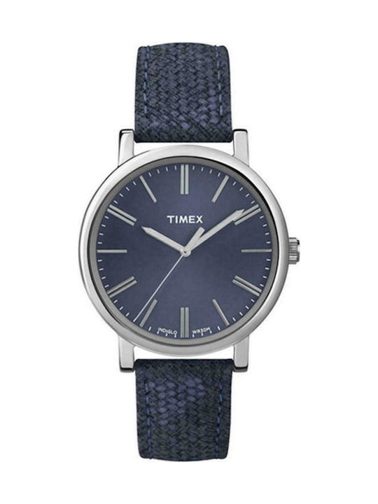 Timex Watch with Blue Leather Strap