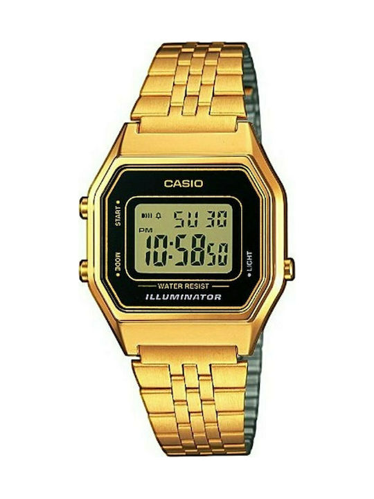 Casio Vintage Iconic Ψηφιακό Ρολόι Μπαταρίας με Χρυσό Μεταλλικό Μπρασελέ