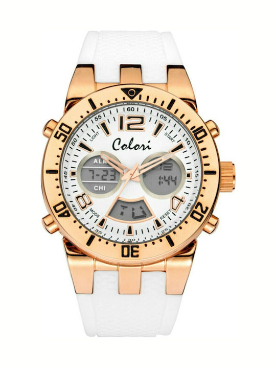 Colori Women's Watch Chronograph with White Rubber Strap