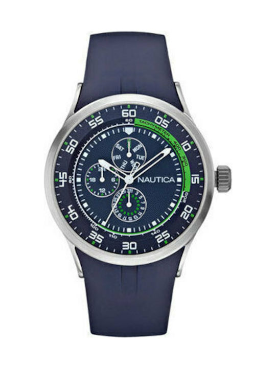 Nautica Watch Chronograph with Blue Rubber Strap