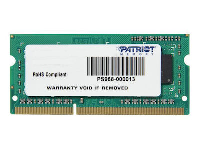 Patriot 4GB DDR3 RAM με Ταχύτητα 1600 για Laptop