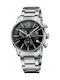 Calvin Klein City Мъжки Часовник 43mm Хронограф На Батерия С Металик Гривна Сребристо/черен