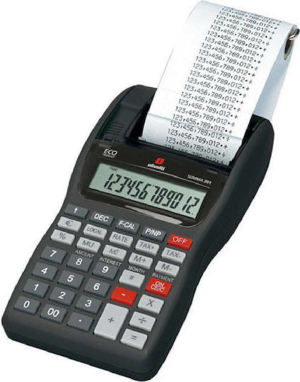 Olivetti Summa 301 Αριθμομηχανή Χαρτοταινίας 12 Ψηφίων σε Μαύρο Χρώμα