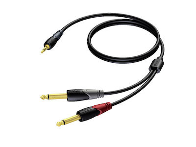 Procab CLA713/3 Kabel 2x 6,3mm Stecker - 3,5 mm Stecker 3m Schwarz (CLA713/3)