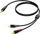 Procab Cablu De Sunet Jack 3,5 Mm Male - RCA De Sex Masculin Negru 3m Cu Terminale Placate Cu Aur CLA711/3