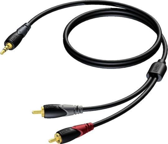 Procab Cablu De Sunet Jack 3,5 Mm Male - RCA De Sex Masculin Negru 3m Cu Terminale Placate Cu Aur CLA711/3