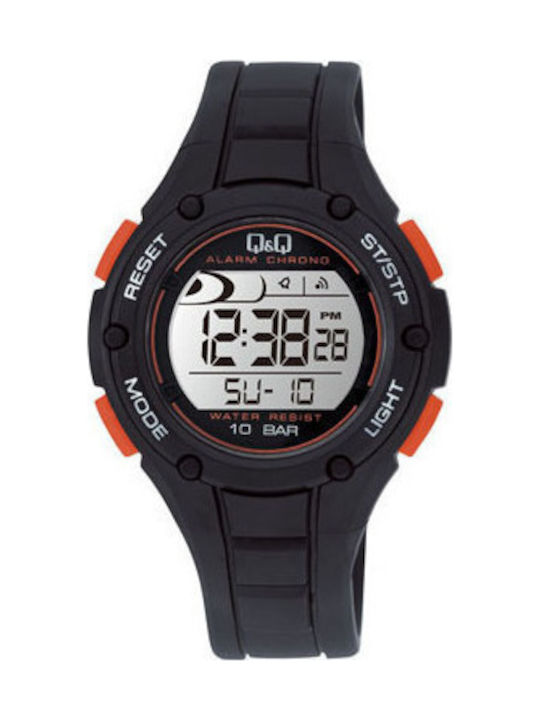 Q&Q Digital Uhr Batterie mit Schwarz Kautschukarmband M129J003Y