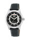 Q&Q Watch Battery with Black Leather Strap A186J302