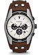 Fossil Herrenuhr Chronograph Batterie mit Braun Lederarmband