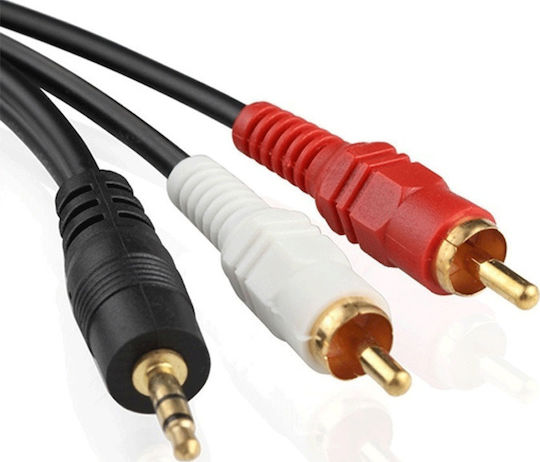 Καλώδιο Ήχου 3.5mm male - RCA male Μαύρο 3m με Επίχρυσους Ακροδέκτες