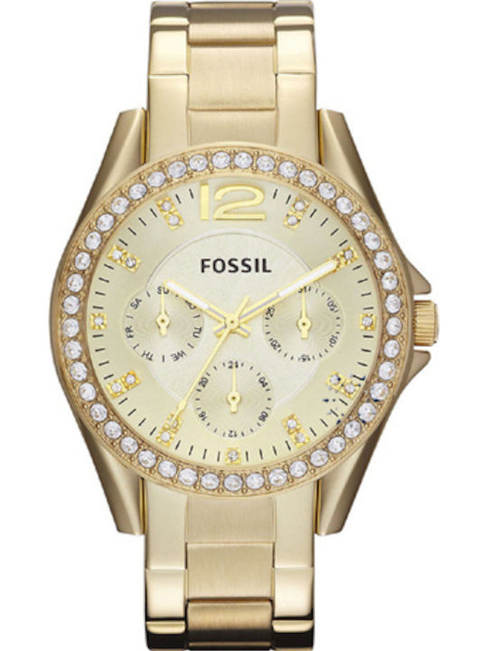 Fossil Women's Watch Chronograph with Gold Metal Bracelet