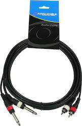 Accu-Cable AC-2R-2J6M/3 2x 6,3 мм мъжки - RCA мъжки 3м
