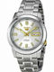Seiko 5 Ανδρικό Ρολόι 38mm Αυτόματο με Ασημί Μεταλλικό Μπρασελέ