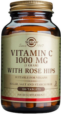 Solgar Vitamin C with Rose Hips Vitamina pentru Energie & Întărirea Sistemului Imunitar 1000mg 100 file