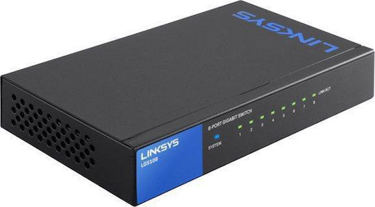 LinkSys LGS108 Unmanaged L2 Switch with 8 Gigabit (1Gbps) Ethernet Ports