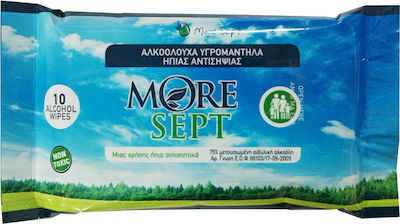 More Sept Antiseptic Hand Wipes 10pcs Natural