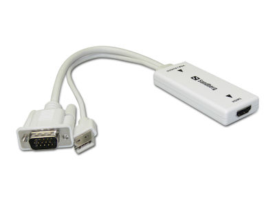 Sandberg 508-78 Converter HDMI female to USB-A / VGA male White