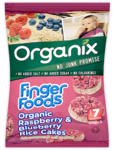 Organix Orez expandat Fingerfoods Rice Cakes cu Gust de Zmeură și afine Fără zahăr 50gr pentru 7+ luni 1buc