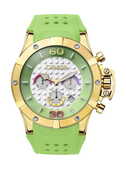 Breeze Watch Chronograph with Green Rubber Strap