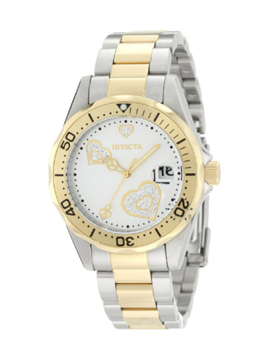 Invicta Γυναικείο Ρολόι 38mm Μπαταρίας με Μεταλλικό Μπρασελέ