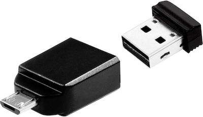 Verbatim Store 'n' Stay Nano 16GB USB 2.0 Stick cu conexiune USB-A & micro USB-B Negru