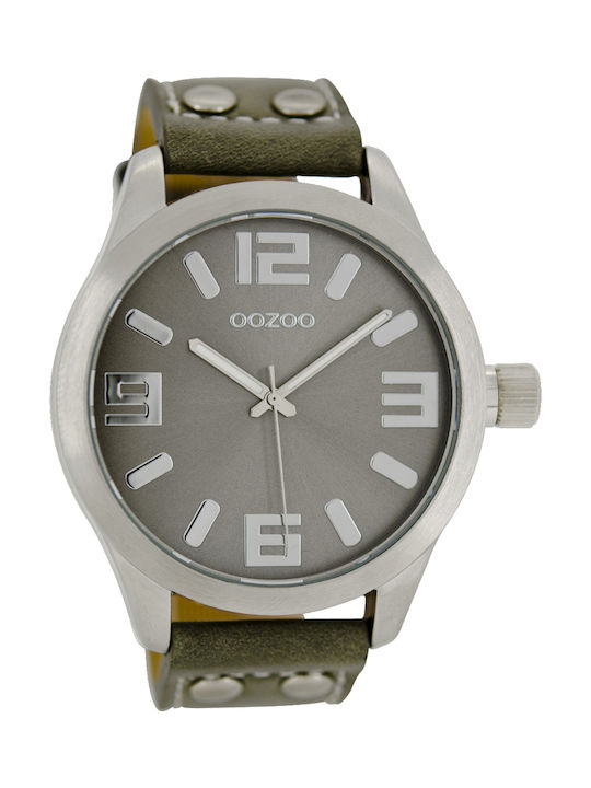 Oozoo 45mm Unisex Green Leather Strap