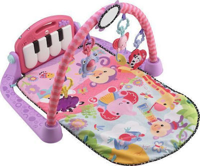 Fisher Price Γυμναστήριο Δραστηριοτήτων Kick & Play Piano με Μουσική Ροζ για Νεογέννητα