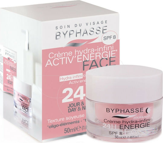 Byphasse Hydra Infini Cream 24h Day And Night 24ωρη Ενυδατική Κρέμα Προσώπου με SPF8 & Υαλουρονικό Οξύ 50ml