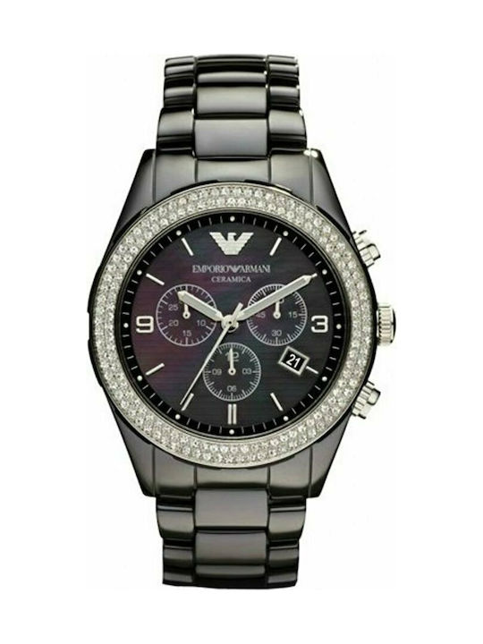 Emporio Armani Uhr Chronograph mit Schwarz Metallarmband AR1455