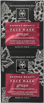 Apivita Express Beauty Grape Μάσκα Προσώπου για Σύσφιξη / Αντιγήρανση 2τμχ 8ml