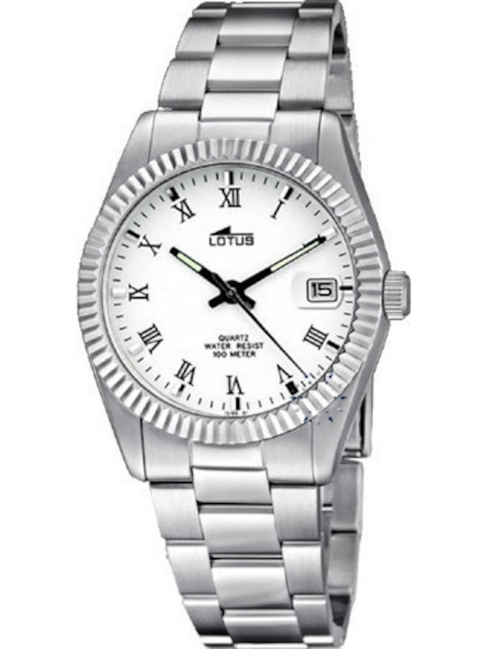 Lotus Watches Γυναικείο Ρολόι Μπαταρίας με Ασημί Μεταλλικό Μπρασελέ