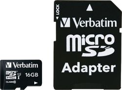 Verbatim Premium microSDHC 16GB Class 10 U1 UHS-I with Adapter