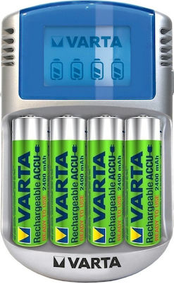 Varta LCD Charger 4 Baterii Ni-MH Dimensiune AA/AAA Set cu 4x AA 2500mAh în culoarea Gri