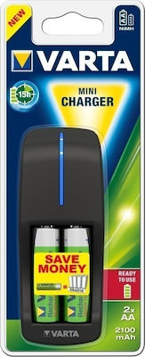 Varta Mini Charger 2 Baterii Ni-Cd/Ni-MH Dimensiune AA/AAA Set cu 2x AA 2100mAh