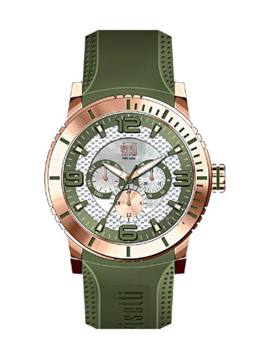 Visetti Uhr Chronograph Batterie mit Grün / Grün Kautschukarmband