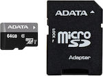 Adata Premier microSDXC 64GB Clasa 10 U1 UHS-I cu adaptor