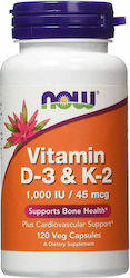 Now Foods Vitamin D-3 & K-2 Βιταμίνη για Ανοσοποιητικό 1000iu 120 φυτικές κάψουλες