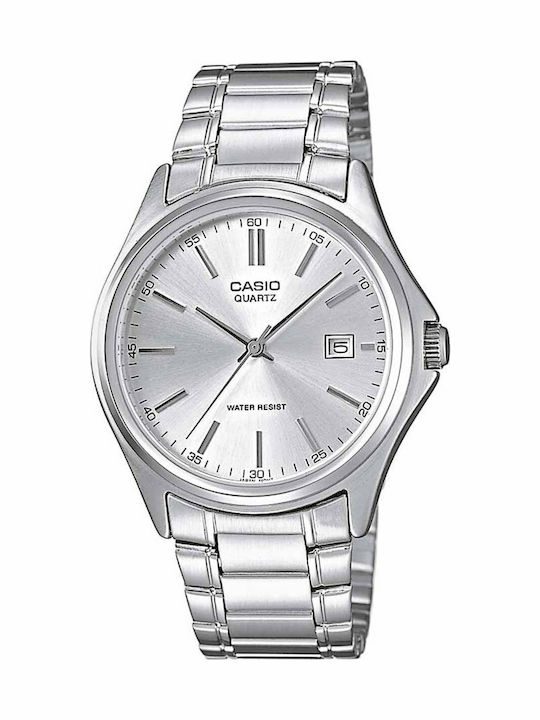 Casio Ανδρικό Ρολόι 38mm Μπαταρίας με Ασημί Μεταλλικό Μπρασελέ