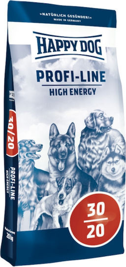 Happy Dog Profi 30/20 High Energy 20kg Trockenfutter für erwachsene Hunde großer Rassen mit Geflügel, Fleisch, Leber und Apfel