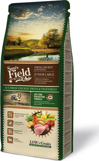 Sam's Field Junior Large 13kg Ξηρά Τροφή με Λίγα Σιτηρά για Κουτάβια Μεγαλόσωμων Φυλών με Κοτόπουλο και Πατάτες